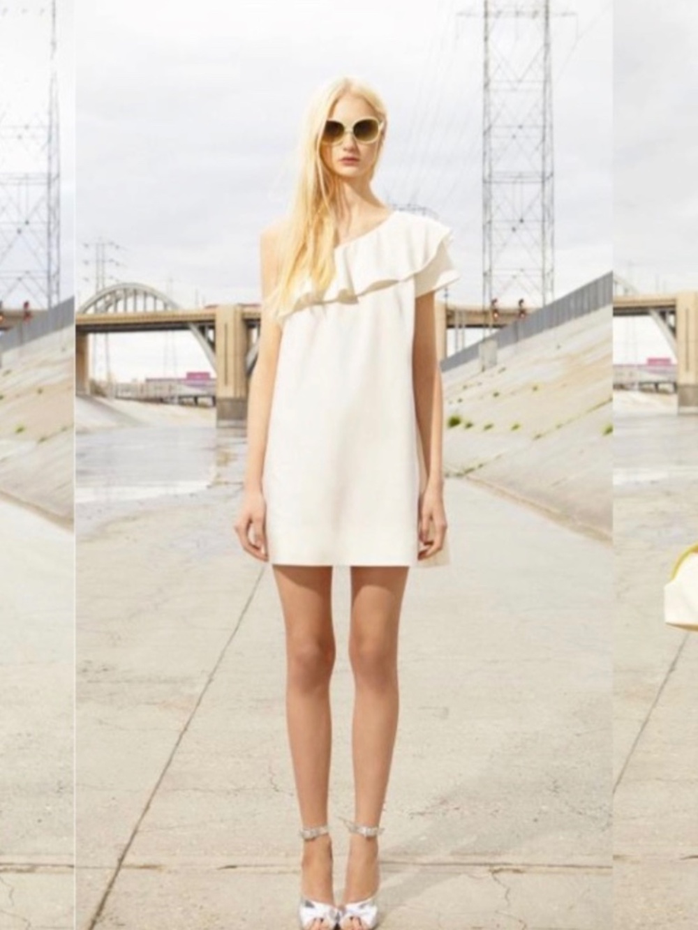 NWT Club Monaco White Ulani One-Shoulder Ruffle Poplin Mini Dress 4